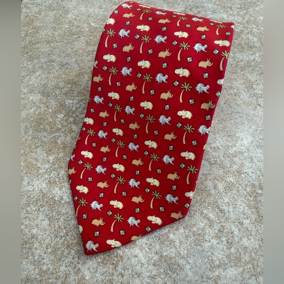 Salvatore Ferragamo Red Tie with Animal Print
